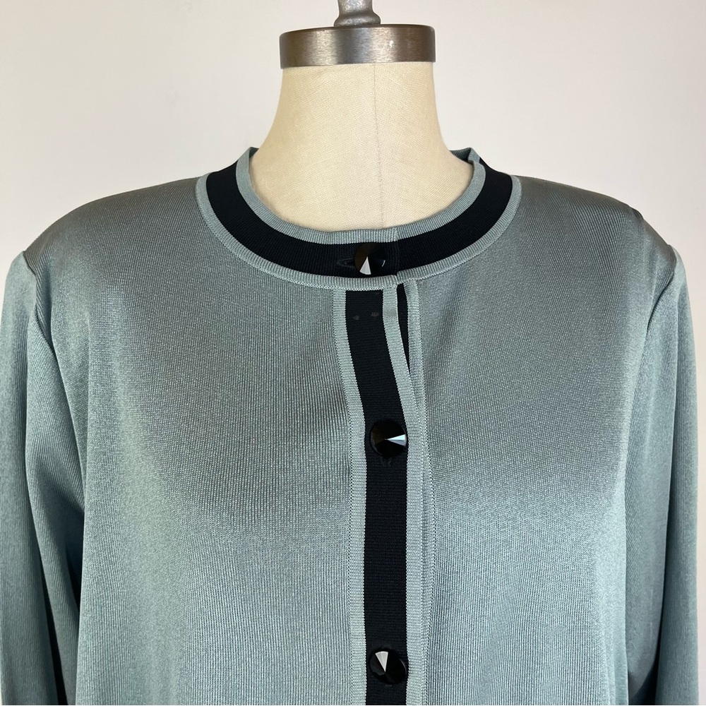 Misook Teal Padded Shoulder Cardigan - Picture 3 of 8